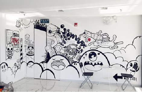 井研手绘墙并非传统涂鸦。